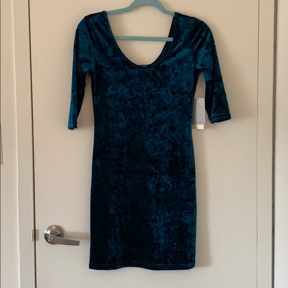 Teal Velvet Dress - Picture 1 of 4